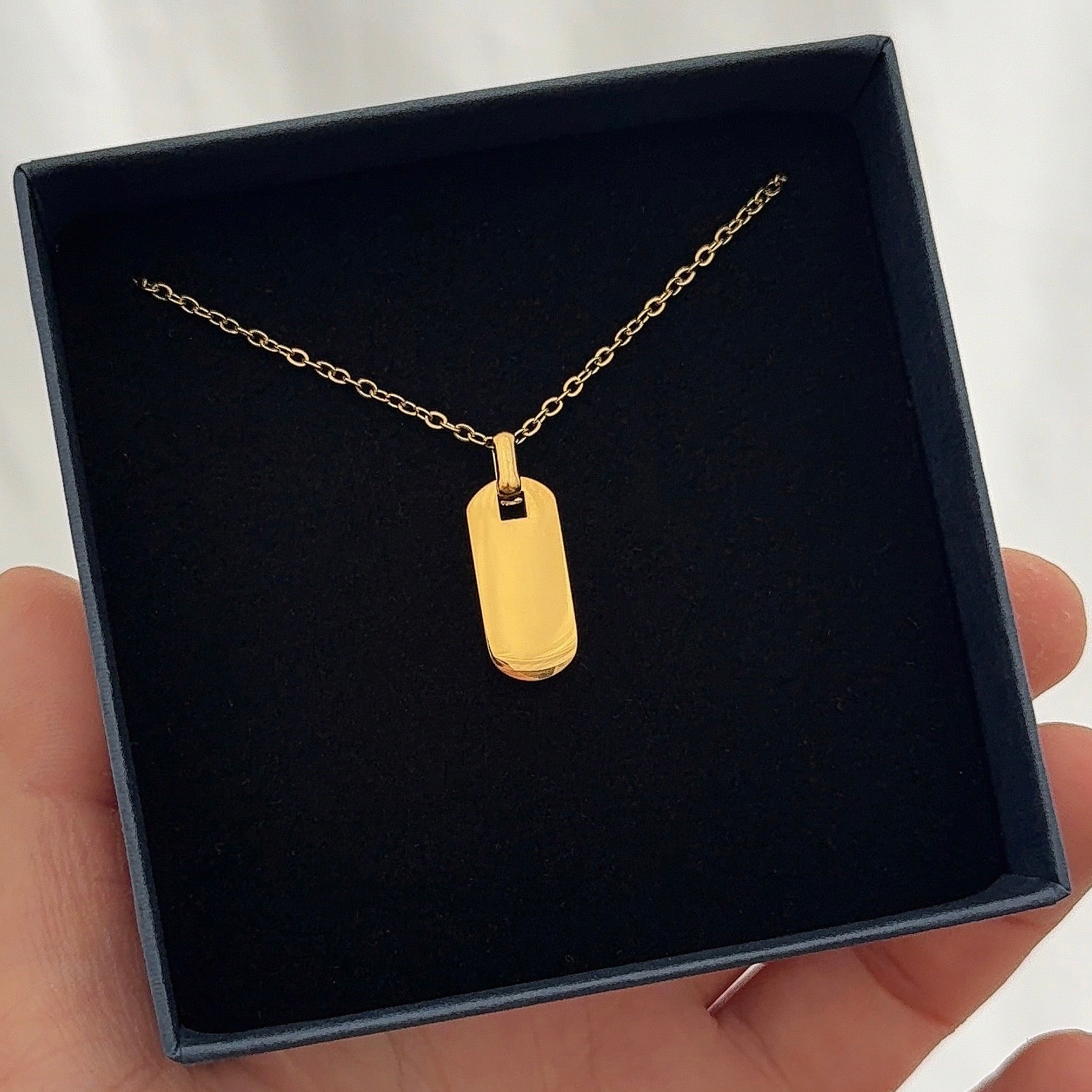 Ronde Rechthoek Naamketting | Graveerbare Ketting