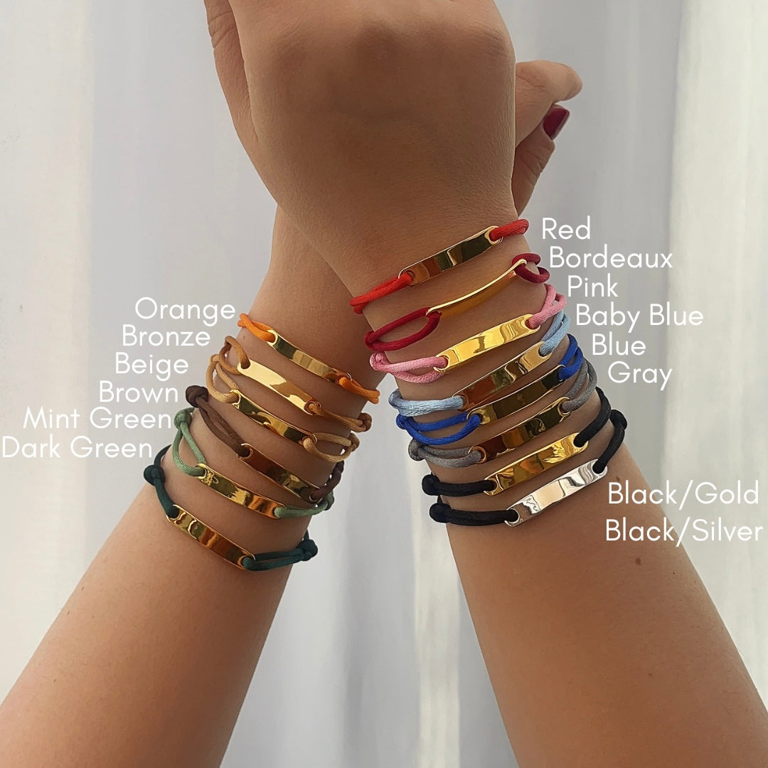 Satijnen Bar met Naam | Graveerbare armband