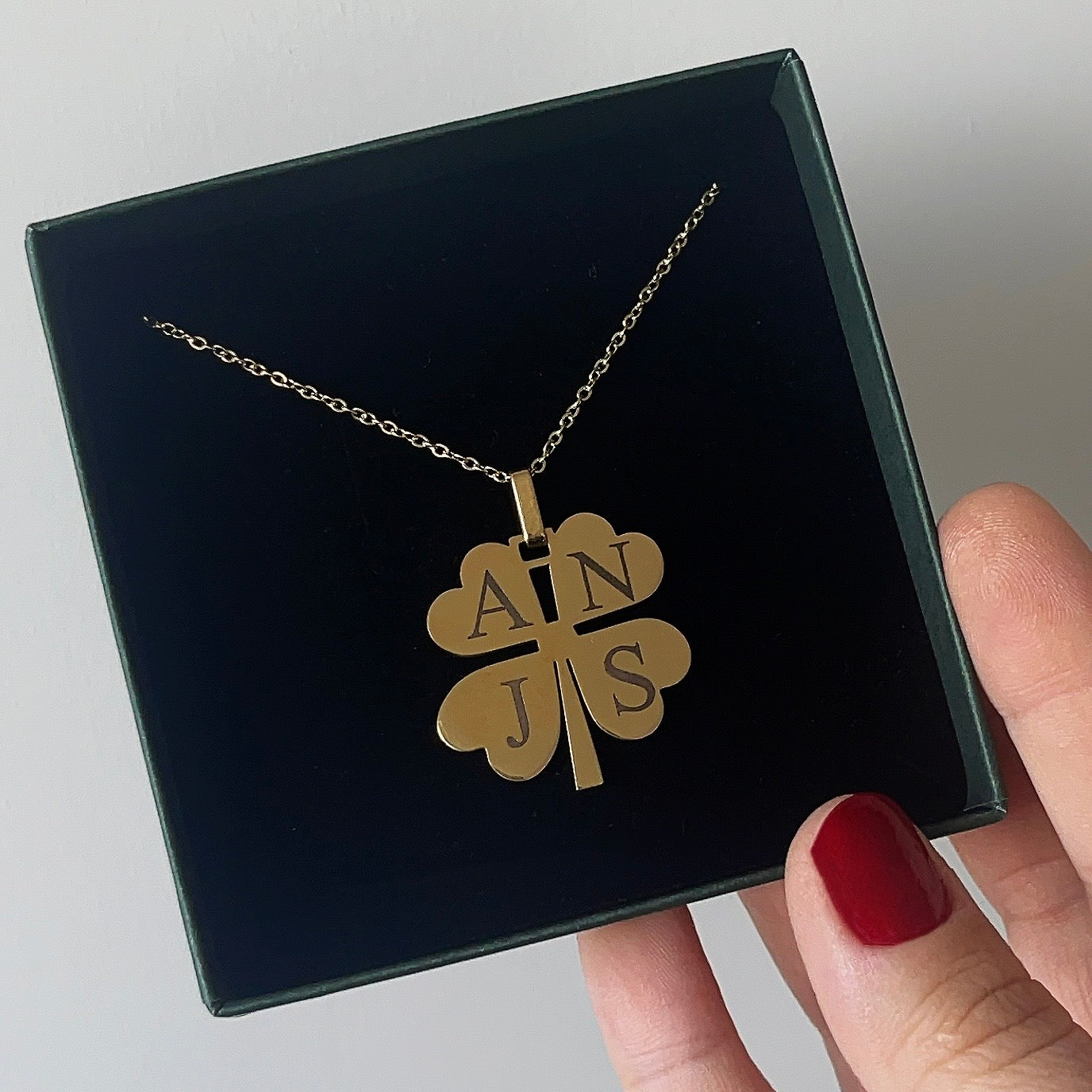 Grote Klaver Goud | Graveerbare Ketting
