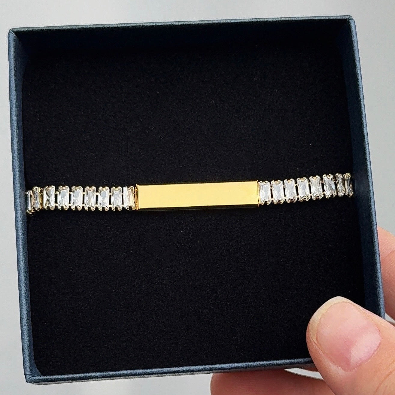 Tennisarmband met Naamplaatje Goud | Graveerbare Armband