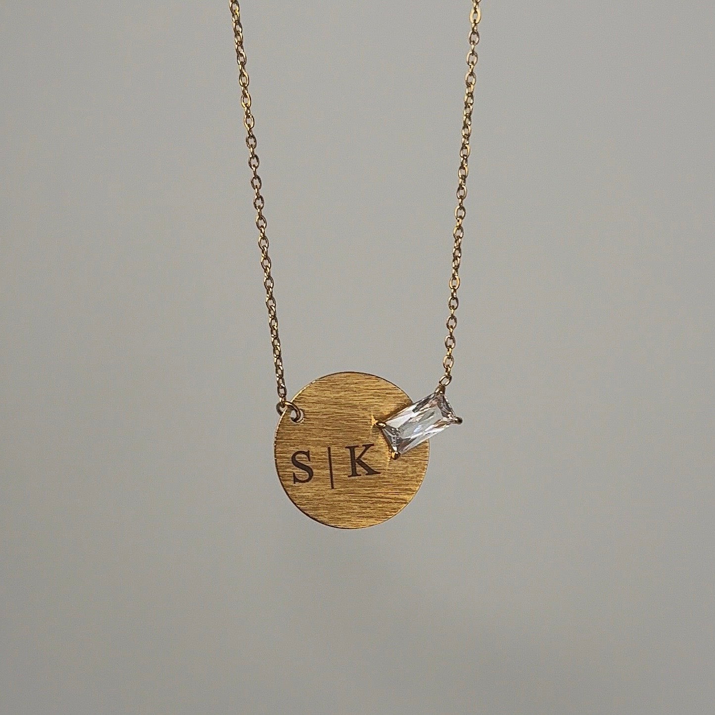 Munt met Diamant | Graveerbare ketting