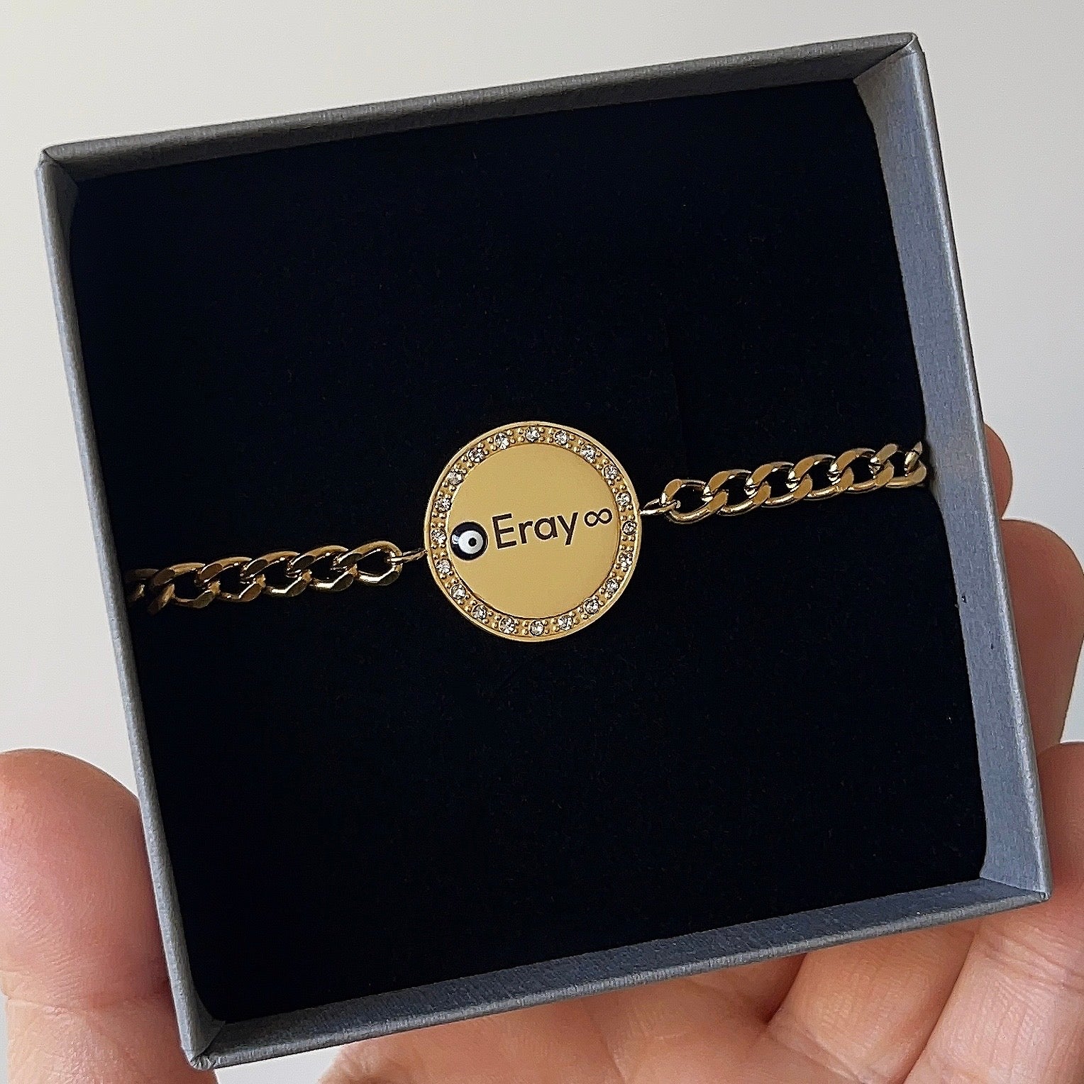 Gepersonaliseerd Diamantjes Munt Goud | Graveerbare Armband