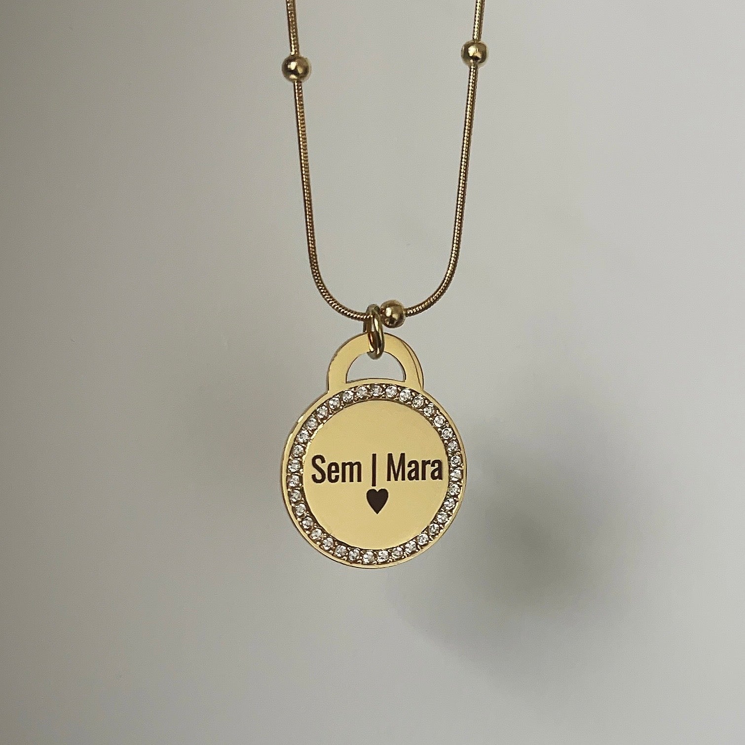 Ronde Naamketting met Diamantjes | Graveerbare Ketting