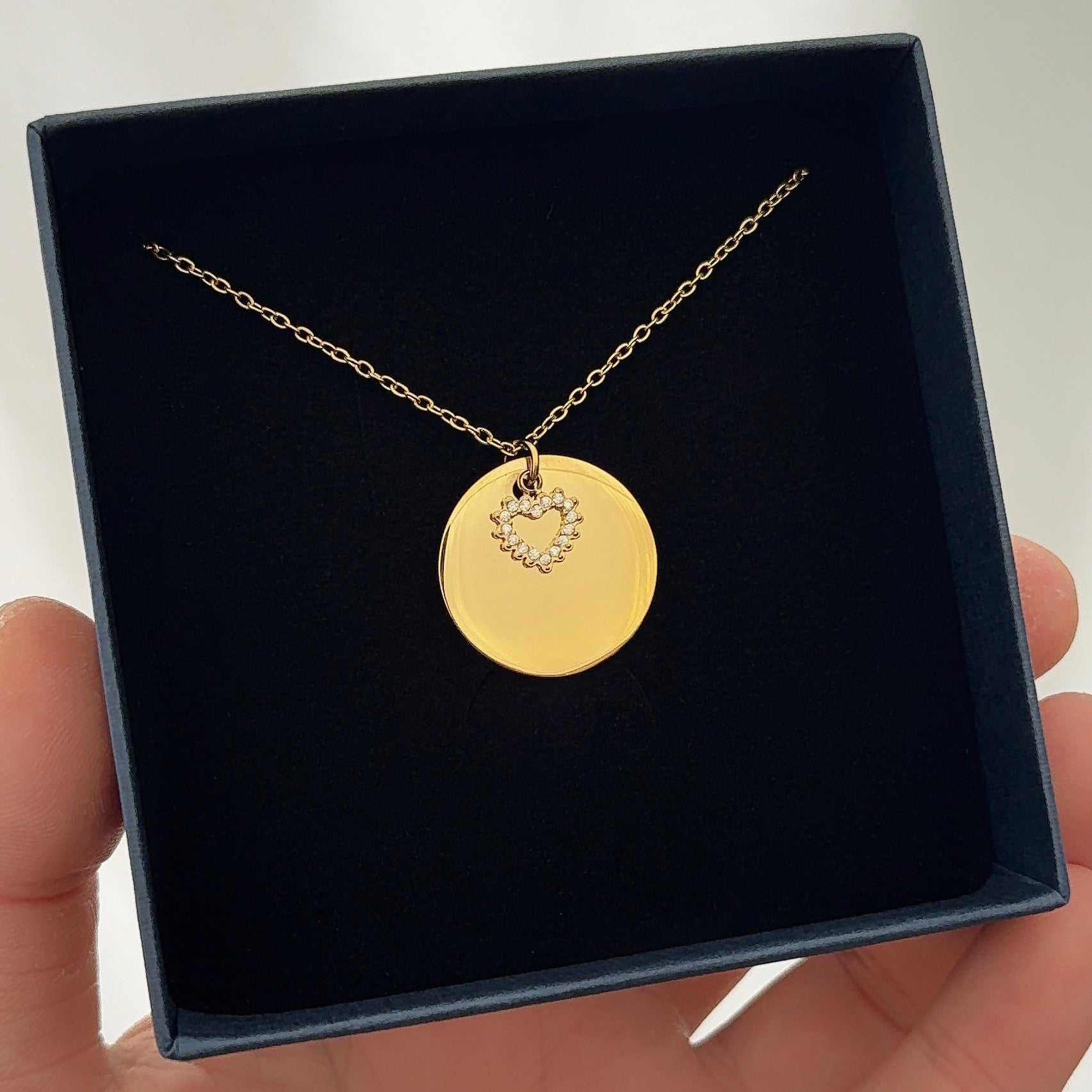 Munt Met Hartjes Bedeltje | Graveerbare Ketting