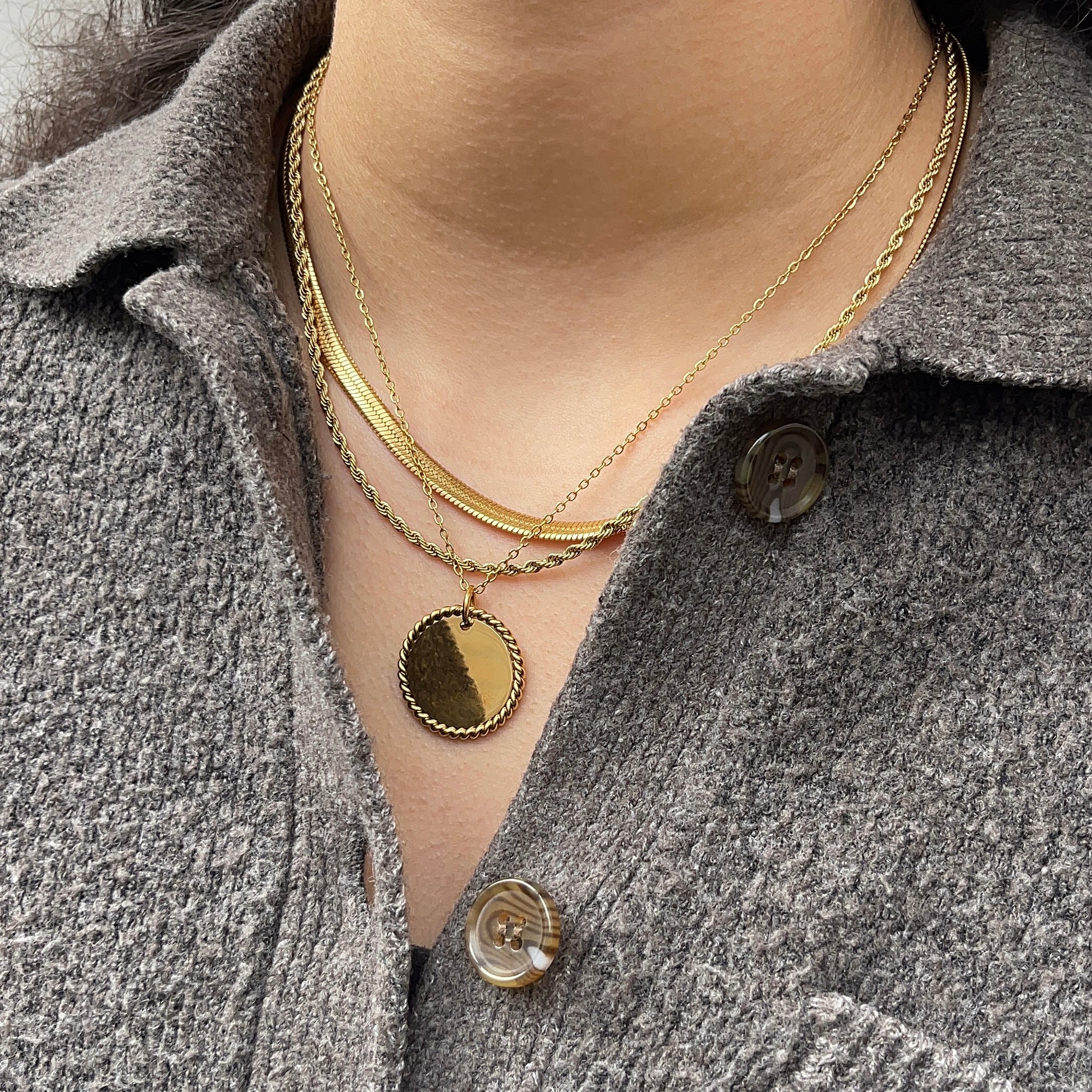 Grote Munt Goud | Graveerbare Ketting