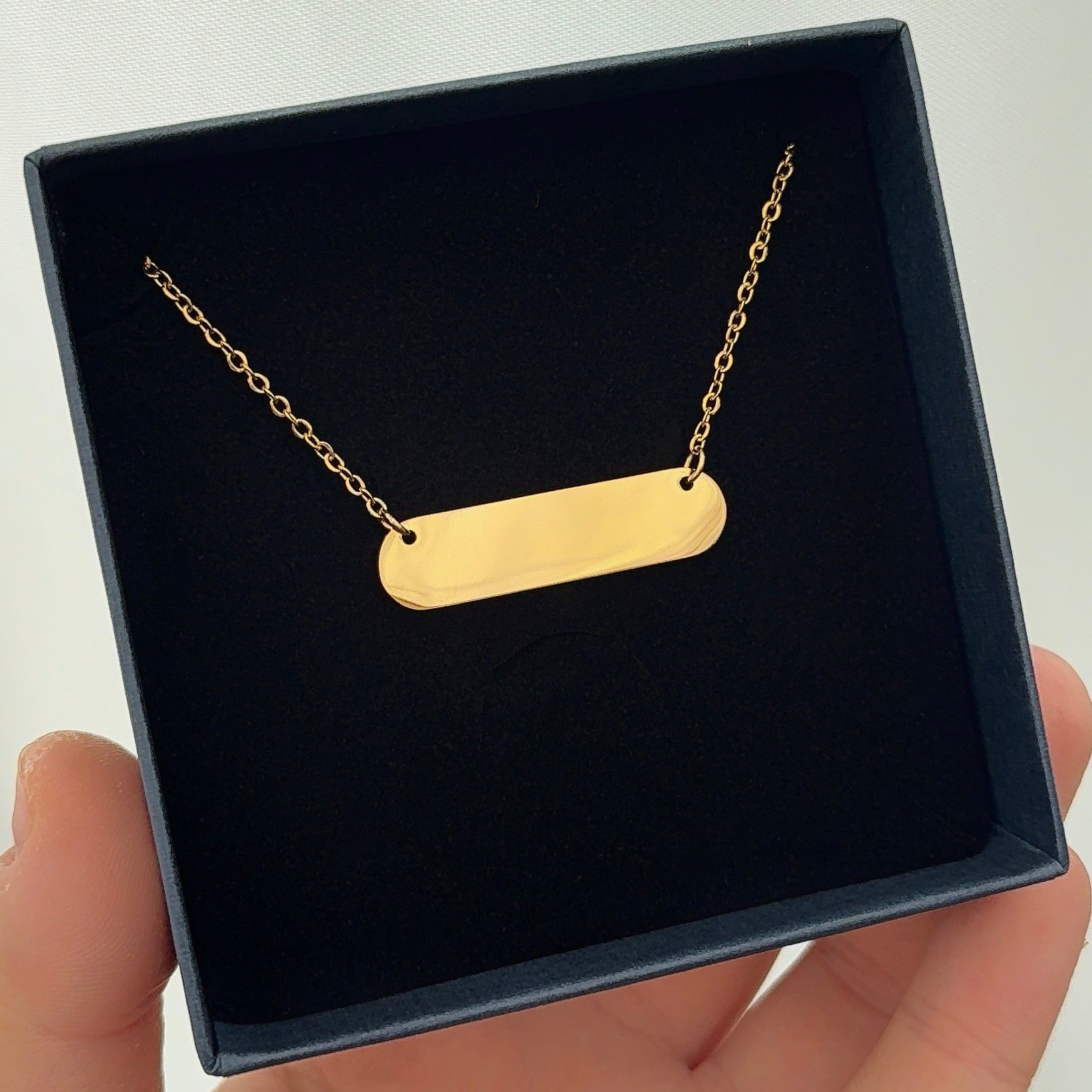 Ronde Rechthoek Naamketting | Graveerbare Ketting