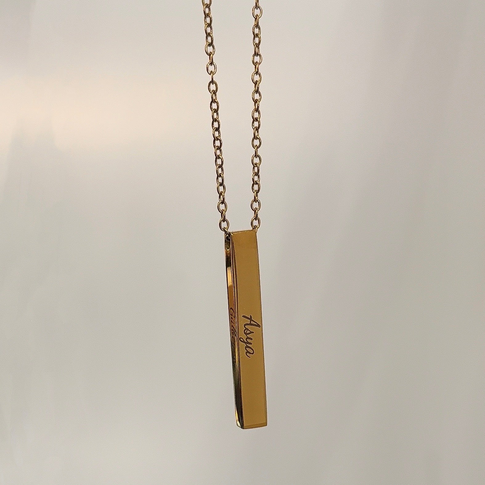 Graveerbare Bar Goudkleurig | Graveerbare Ketting