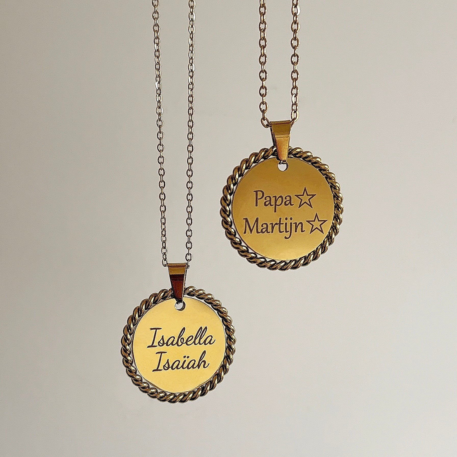 Grote Munt Goud | Graveerbare Ketting