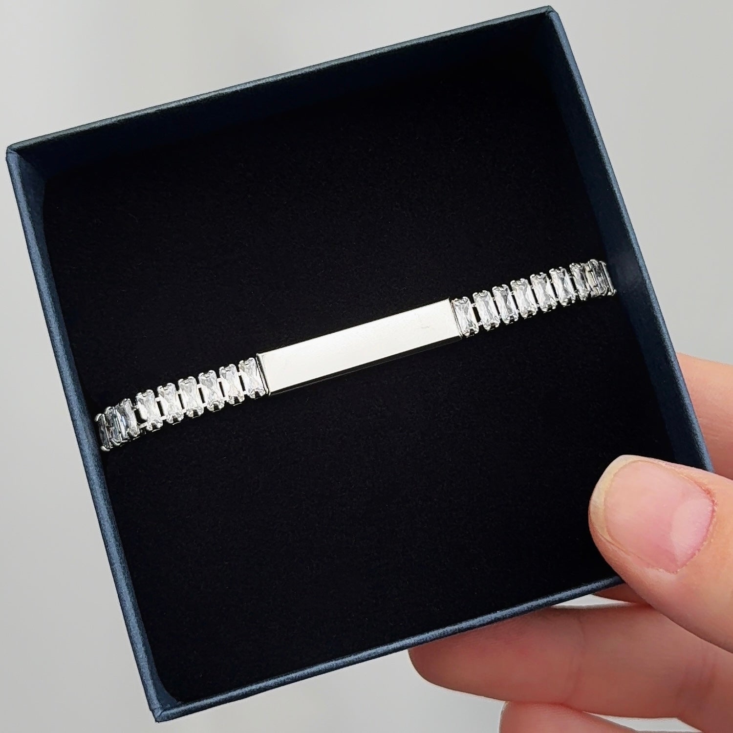 Tennisarmband met Naamplaatje Zilver | Graveerbare Armband