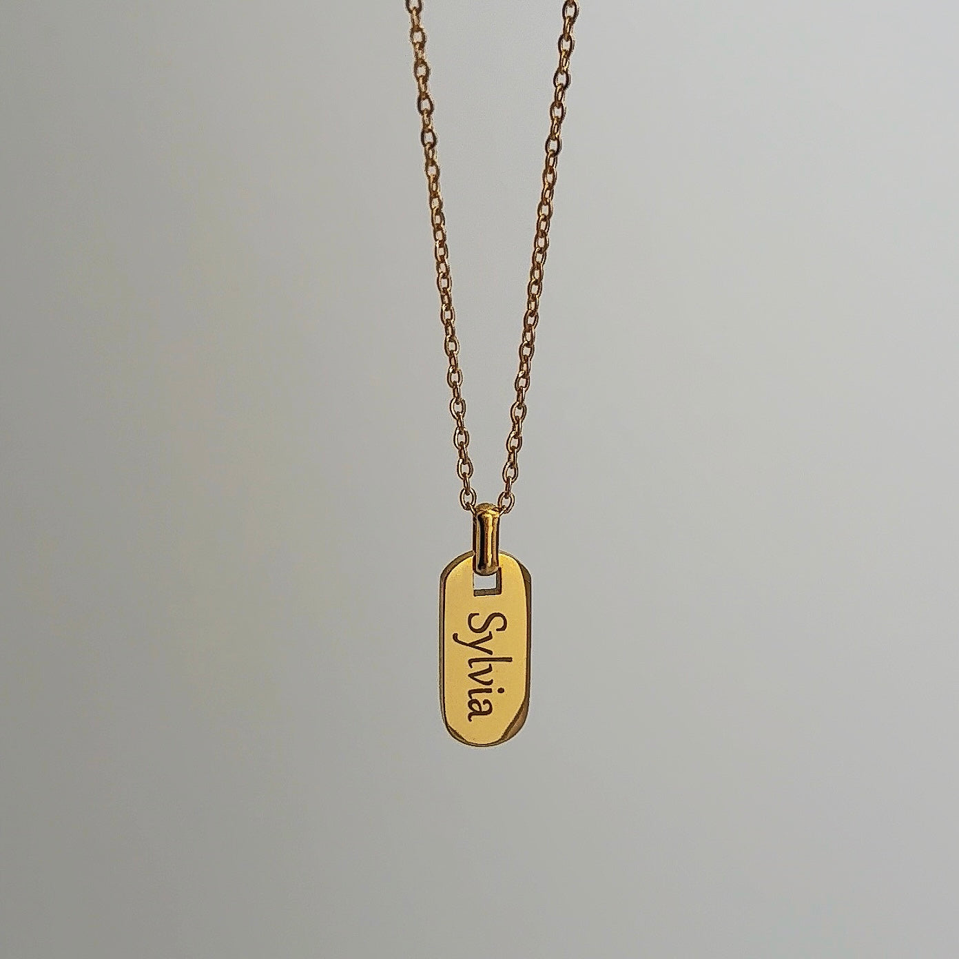 Ronde Rechthoek Naamketting | Graveerbare Ketting