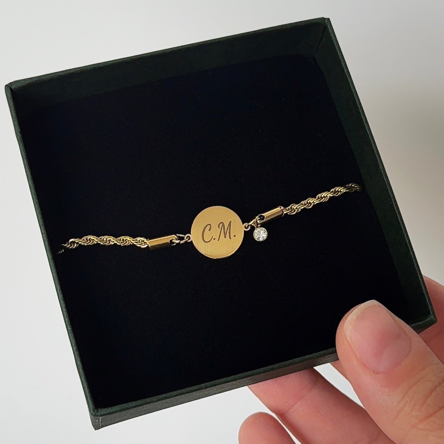 Munt met Diamant Goud | Graveerbare Armband
