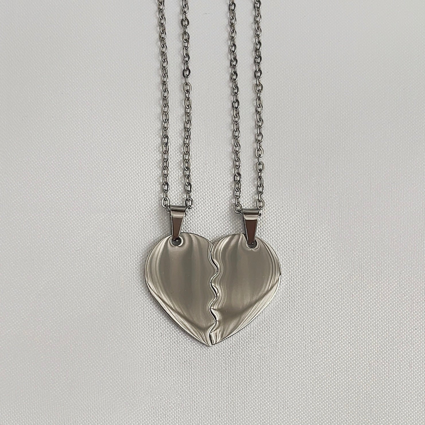 Duo Hart Ketting Zilver | Graveerbare Ketting