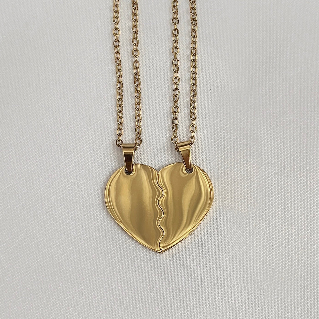 Duo Hart Ketting Goud | Graveerbare Ketting