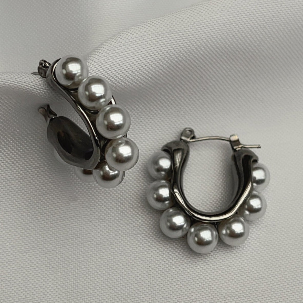 Pearl Hoop Silver | Oorbel